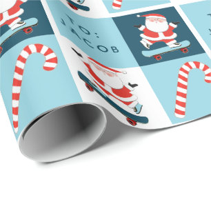 Personalized Skateboarding Holiday Gift Wrapping Paper
