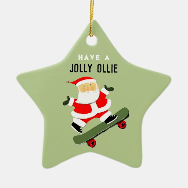 Personalized Skateboarding Holiday Gifts Ceramic Ornament (Front)