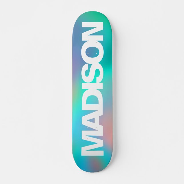Personalized Skateboards Name Holographic Unicorn (Front)
