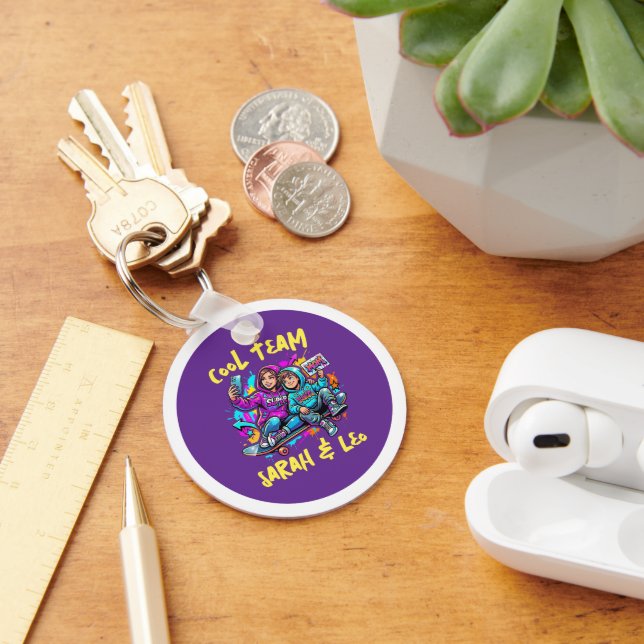 Personalized Skater Mom & Son Graffiti Keyring (Desk)