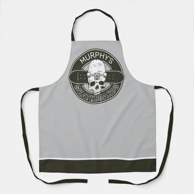 Personalized Skater NAME Skull Skateboarding Skate Apron (Front)