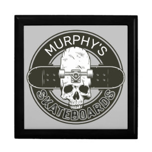 Personalized Skater NAME Skull Skateboarding Skate Gift Box