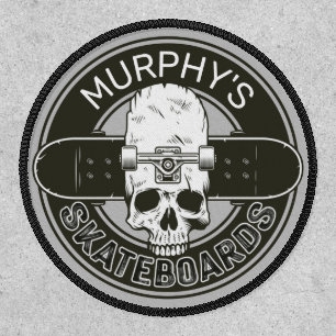 Personalized Skater NAME Skull Skateboarding Skate Patch