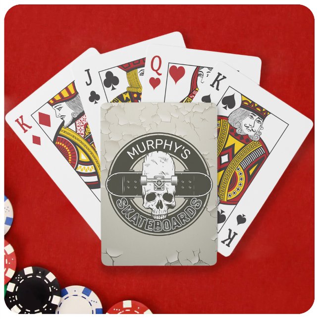 Personalized Skater NAME Skull Skateboarding Skate Poker Cards (Creator Uploaded)