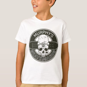 Personalized Skater NAME Skull Skateboarding Skate T-Shirt