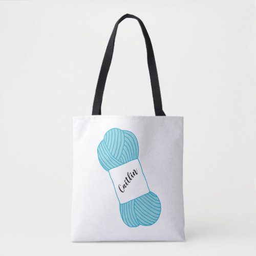 Personalized Skein of Aqua Blue Yarn Tote Bag