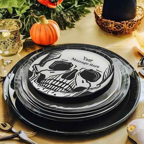 Personalized Skeleton Birthday Halloween Party Paper Plates