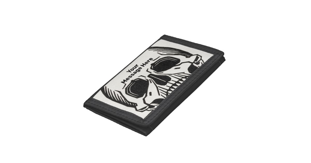 Novelty Kid's Personalized Black Leather Trifold Wallet 