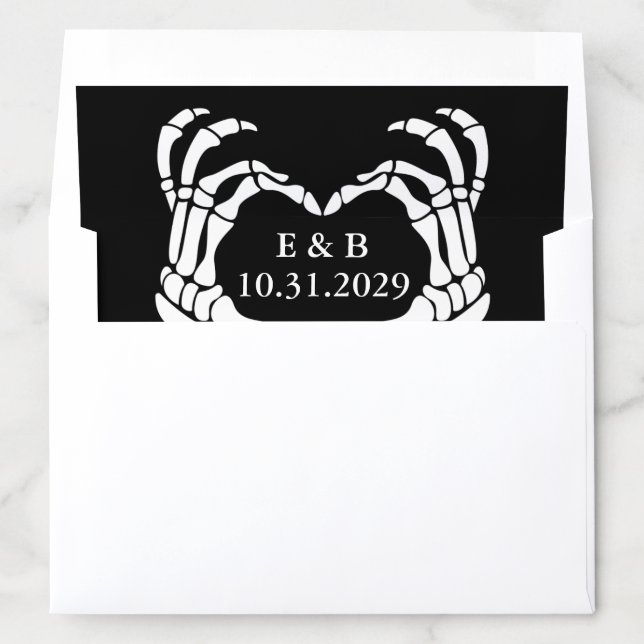 Personalized Skeleton Black Gothic Wedding Envelope Liner (In Envelope)