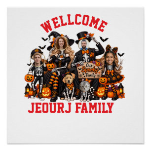 Personalized Skeleton Family Halloween Custom Fa Poster