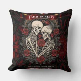 Personalized Skeleton Lovers Throw Pillow