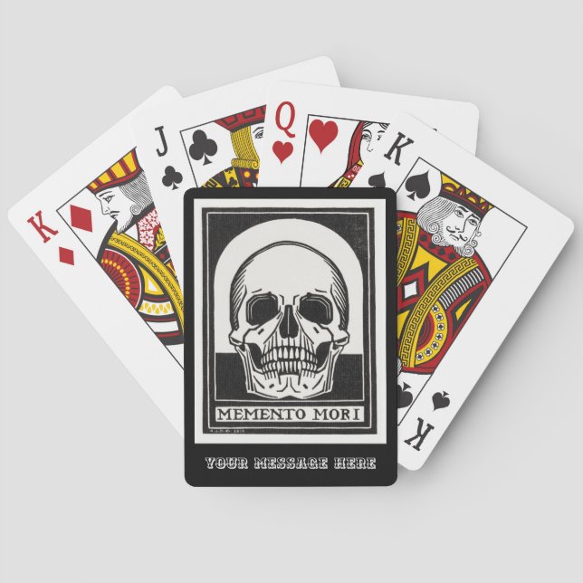 Personalized Skeleton Skull Black and White Poker Cards (Back)