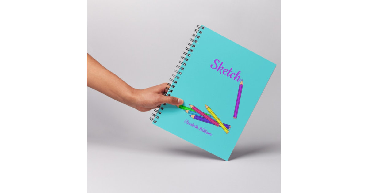 Teal Personalized Sketchbook Name Notebook, Zazzle