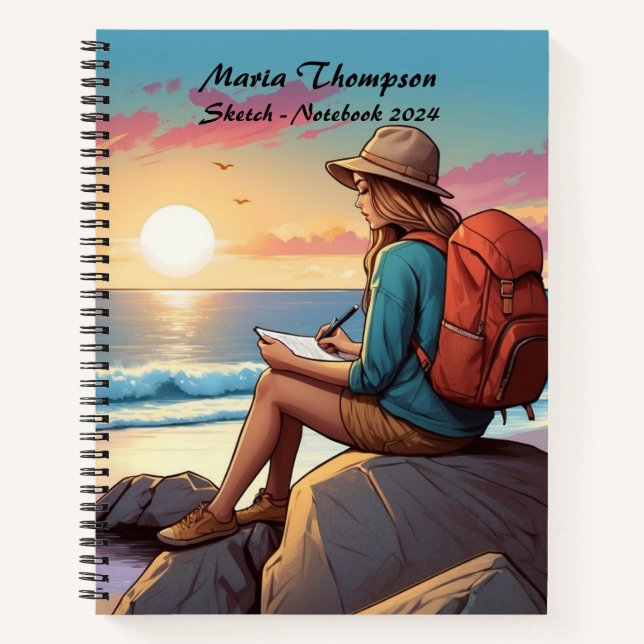Personalized Sketch Travel Notebook Journal Diary (Front)
