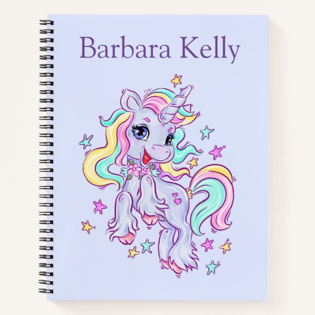 Personalized Sketch Unicorn Spiral Notebook (Front)