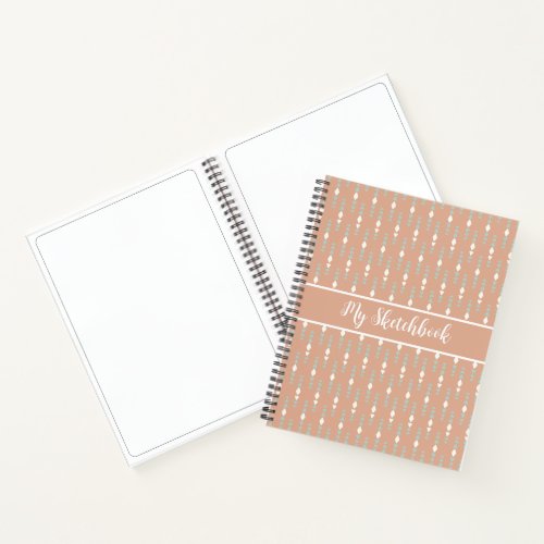 Personalized Sketchbook Boho Peach Sage Green  Notebook