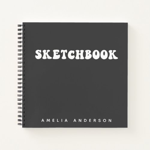 Personalized Sketchbook  Groovy Black and White Notebook