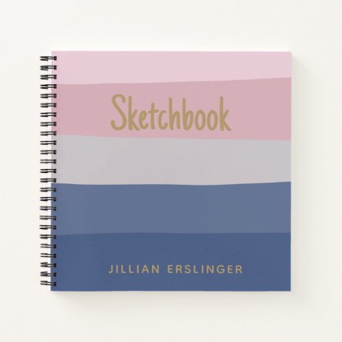 Personalized Sketchbook in Dusty Mauve and Navy Notebook