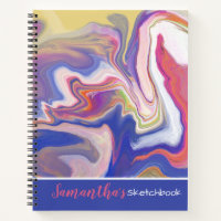 Personalized Sketchbook Purple Marble Pattern Notebook