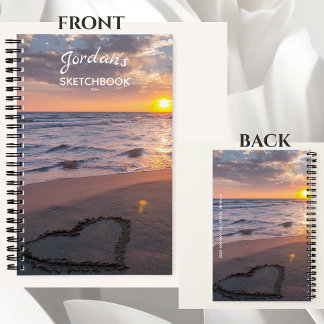 Personalized Sketchbook Your Name Beach Sunset Notebook