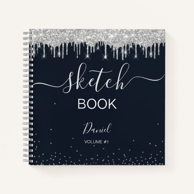 Personalized Sketchbook Your Name Elegant Script Notebook (Front)