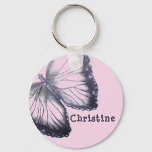 Personalized Sketched Butterfly Keychain