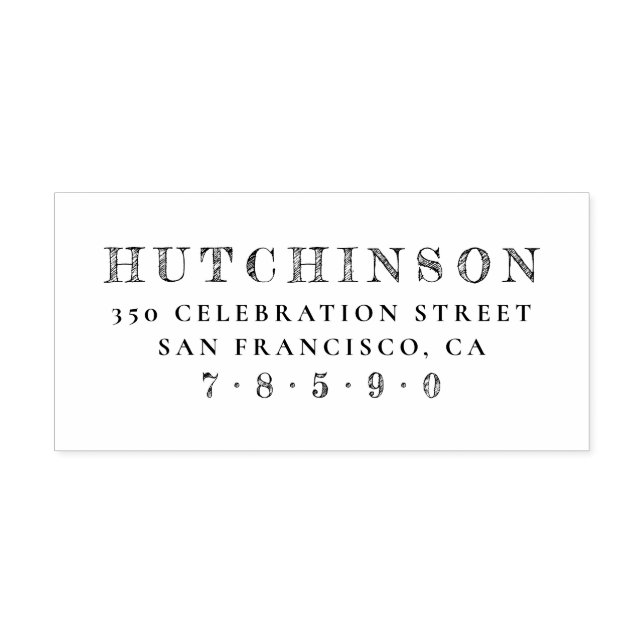 Personalized Sketched Family Name Return Address Rubber Stamp (Imprint)