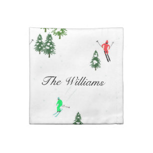 Personalized Ski Alpine Skiing   Skiers Cloth Napkin