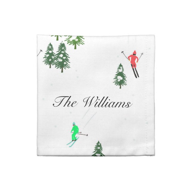  Personalized Ski Alpine Skiing | Skiers Cloth Napkin (Quarter Fold)