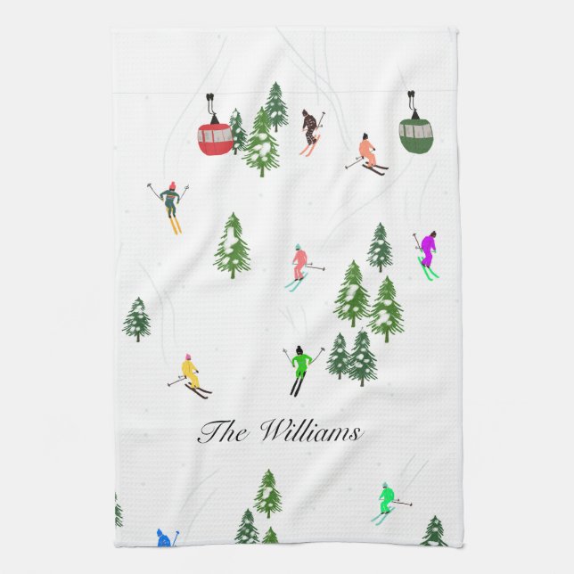  Personalized Ski Alpine Skiing | Skiers Kitchen Towel (Vertical)
