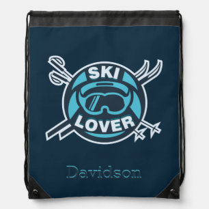 Personalized Ski Lover Skiing Gag Name Drawstring Bag