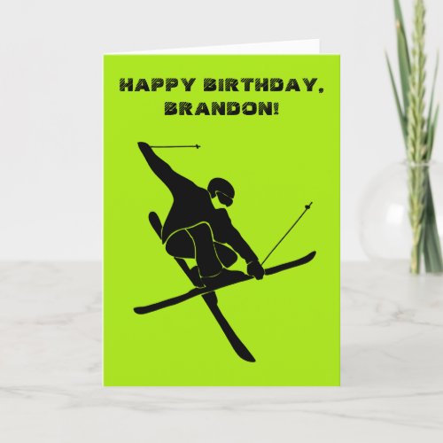 Personalized Ski Tricks Birthday Card for Skiers