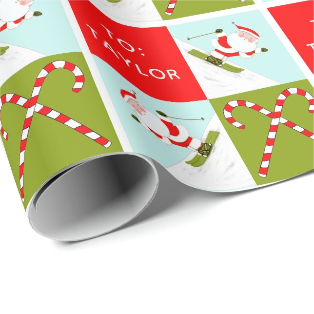 Personalized Skiing Downhill Skier Holiday Gift Wr Wrapping Paper (Roll Corner)