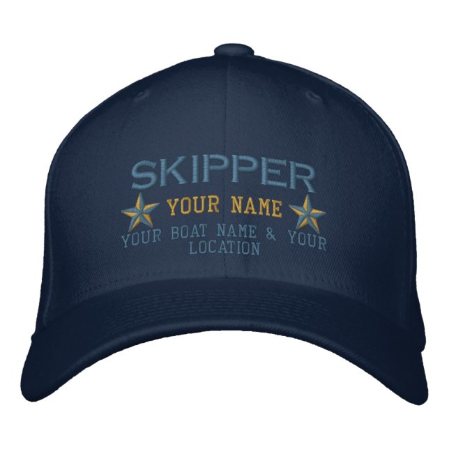 Personalized Skipper Stars Ball Cap Embroidery (Front)