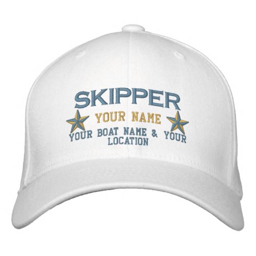 Personalized Skipper Stars Ball Cap Embroidery