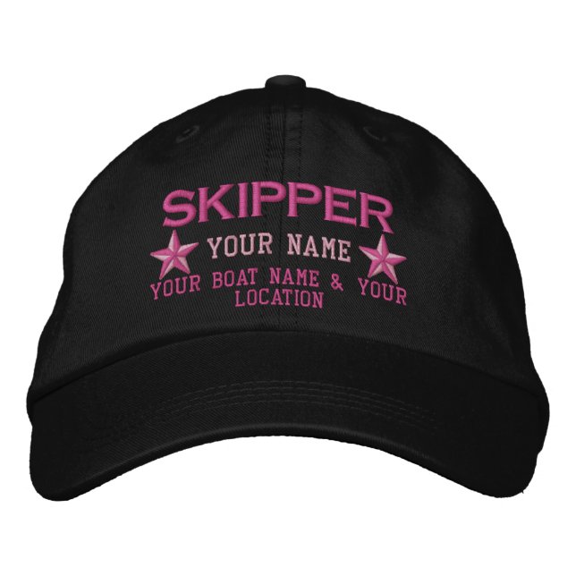 Personalized Skipper Stars Ball Cap Embroidery (Front)