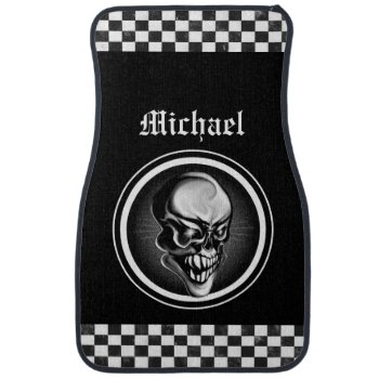 Personalized Skull And Checkers Car Mats by Suckerz at Zazzle