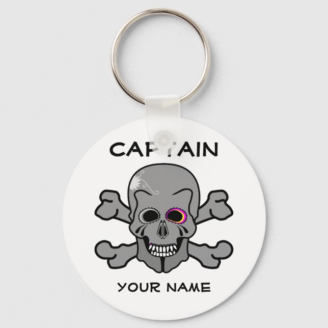 Personalized skull and Cross bones Keychain (Front)