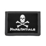 Personalized Skull and Crossbones Trifold Wallet