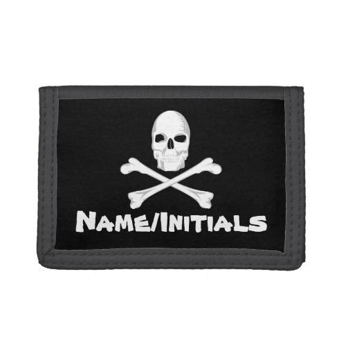 Personalized Skull and Crossbones Trifold Wallet