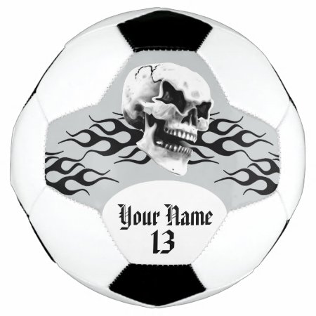 Personalized Skull And Flame Soccer Ball