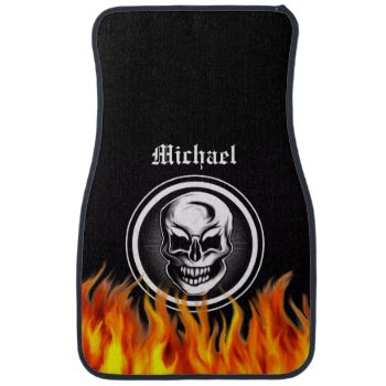 Personalized Skull And Flames Car Mats by Suckerz at Zazzle