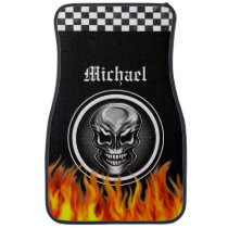 Personalized Skull and Flames Car Mats Personalized Skull and Flames Car Mats