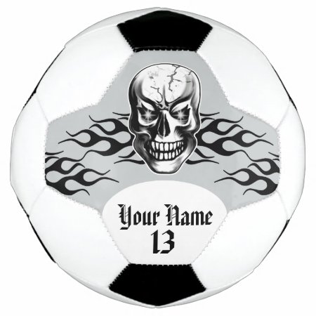 Personalized Skull And Flames Soccer Ball