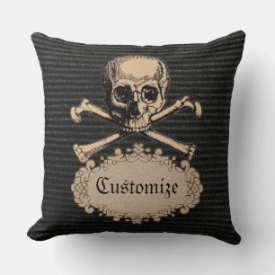 Personalized Skull & Crossbones Throw Pillow