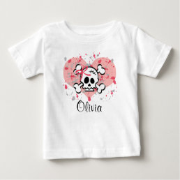 Personalized Skull Infant Tee Pink Bow Heart