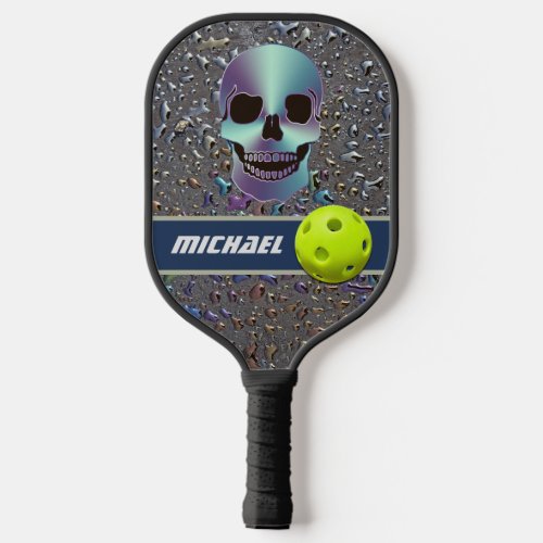 Personalized Skull on Ice Slick Pickleball Paddle