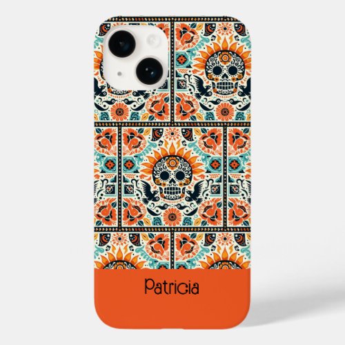 Personalized skull phone case Day of the dead Case_Mate iPhone 14 Case