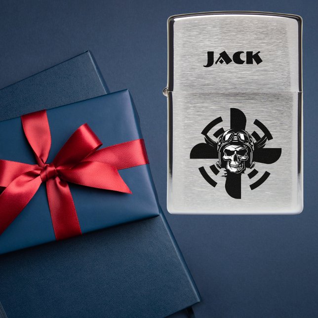 Personalized, Skull Pilot & Airplane Propeller Zippo Lighter (Creator Uploaded)