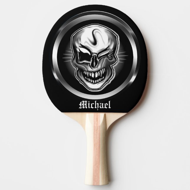 Personalized Skull Ping Pong Paddle (Front)
